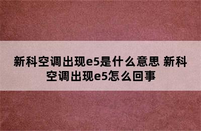 新科空调出现e5是什么意思 新科空调出现e5怎么回事